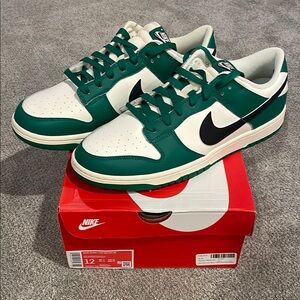 Nike Green and White Dunk Low Retro SE Sneakers